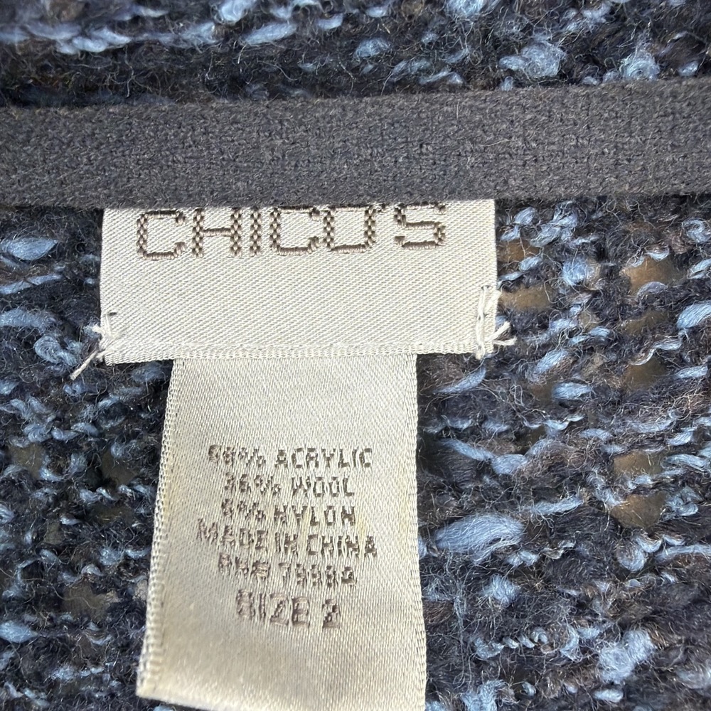 Chico's Womens Size 1 Knit Sweater Vest Blue Mohair Acrylic Long Button Front - Picture 4 of 7